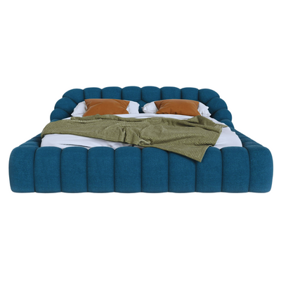 Syrux Bubble Design Modern Cloud Bed In Soft Boucle Fabric Blue Super King