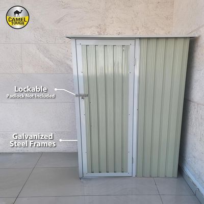 CamelTough Outdoor Metal Storage Shed 4.7 X 3 feet with Heavy Duty Storage Boxes 42L & 60L, Weather Resistant, Garden Shed Combo, Perfect for Storing Garden Tools, Yard Tools and Garage - CT-206