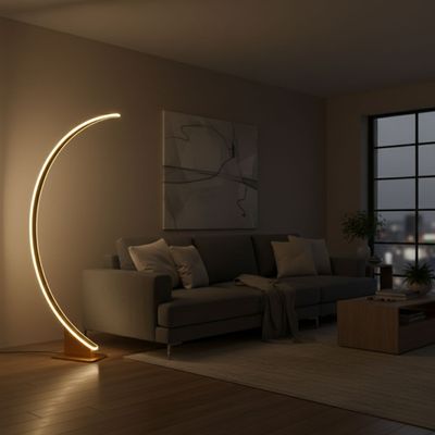 Modern Minimalist Arched Metal LED Floor Lamp Gold - 3 Years Warranty