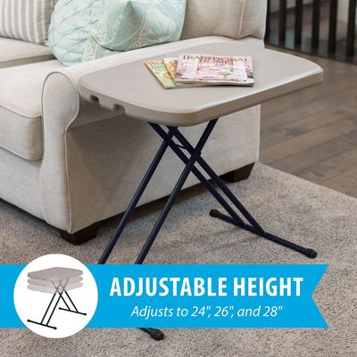 Lifetime 26-Inch Folding Table, Portable Compact, Height Adjustable, Personal Laptop Folding Table for Home Office Indoor and Outdoor, Lightweight, Powder Coated Finish, Putty/Black Sand Color - 80932