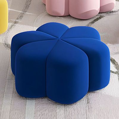 Velvet Ottoman - Flower Shaped Accent Seat Ideal Modern Footrest for Living Room Bedroom Blue