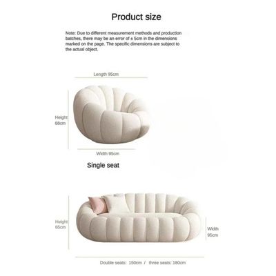 Living room Sofa Set 3+2+1 Trendy Pumpkin Design - Boucle Upholstery - Off White