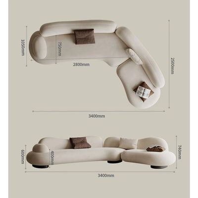 FORMA Cloud Curved Sofa - Velvet Upholstery - Off White