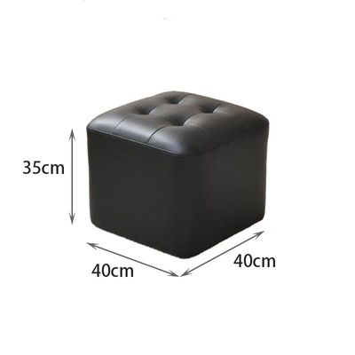 Square Ottoman Faux Leather Multi-Use Stool for Living Room, Bedroom, Entryway（Orange）