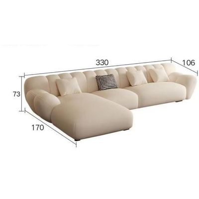 Modern Cream Sectional Sofa with Chaise Lounge – 330 cm Large Capacity Comfort Design -Off White