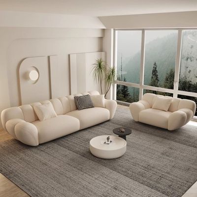 Modern Cream Sofa 3 +1 Velvet Sofa  - Off White