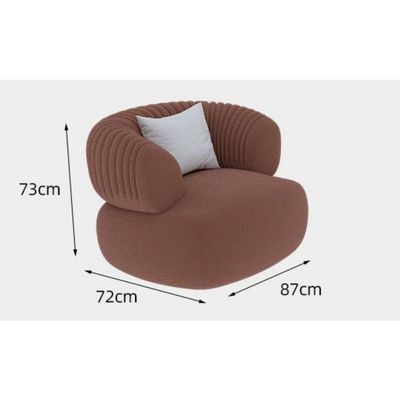 Modern Velvet Curved 3+1 Seater Sofa Set with 2 Stools - Wood Frame - High-Quality Foam Filling -  Brown and Off White