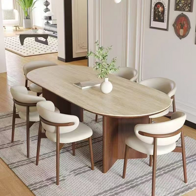 Vienna Harmony 6 Seater Dining Table Set with Limestone Top (Off-White) Vienna Harmony 6 Seater Dining Table Set with Limestone Top (Off-White)