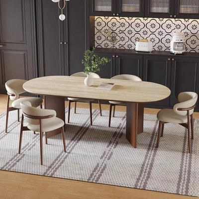 Vienna Harmony 6 Seater Dining Table Set with Limestone Top (Off-White)