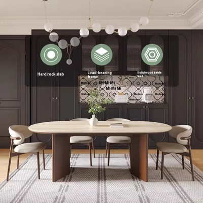 Vienna Harmony 6 Seater Dining Table Set with Limestone Top (Off-White)