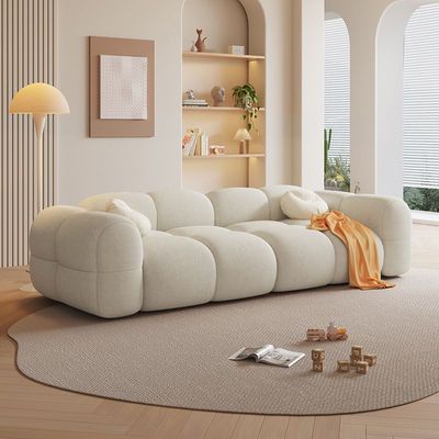 Modern Velvet Sofa 3-Seater – 260cm - Premium Foam Filling  - Wood Frame - White