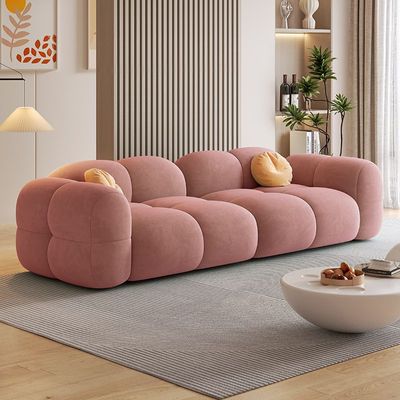 Modern Velvet Sofa 3-Seater – 260cm - Premium Foam Filling  - Wood Frame - Pink