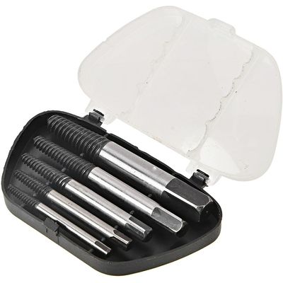 Tactix Damaged Screw Extractor Kit, 5PC Set Carbon Steel Stripped Screw Extractor, Broken Bolt Extractors Kit, Easy Out Damaged Bolts Remover Tool - 386405