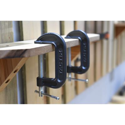Tactix C-Clamp 5 Inch (125mm), Heavy-Duty Cast-Iron Body, Industrial Strength, Ideal for Woodworking, Gluing, Welding, Automotive and Repairs, Black- 215007