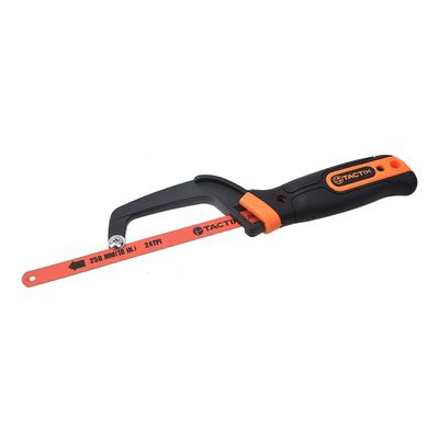 Tactix 250mm (10-Inch) Mini Hacksaw, Compact Hand Hack Saw Metal Frame with Bimetal Blade, Especially Cuts in Tight Spaces, Cutting Tool for Metal Wood PVC- 267053
