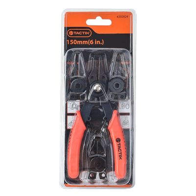 Tactix 4PC Circlip Pliers Set, Internal & External C Snap Ring Pliers with 0, 45 and 90 Degree Tips, Snap Ring Removal Tool, Heavy Duty for Automotive & Mechanical Use- 202024