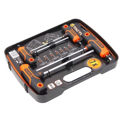 Tactix 7-Piece T-Handle Torx Key Set, T10-T40 Sizes, Chrome Vanadium Steel, Non-Slip Bi-Material Handle, Precision Star Key Wrench Set for Automotive and Repairs- 206397