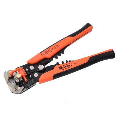 Tactix Automatic Wire Stripper, Heavy Duty Wire Stripping Tool for 1.0-3.2mm Cables, Precision Wire Cutter with Clamping Action & Length Gauge, Black/Orange- 400015