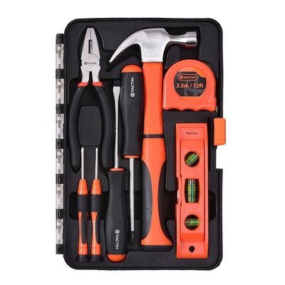 Tactix 14-Piece Drawer Tool Set, Multi-Opener, Snap-Off Knife, Scissors, Pliers, Screwdrivers, Claw Hammer, Tape Measure & More, Essential Hand Tool Kit for Home Repair & Maintenance- 900163