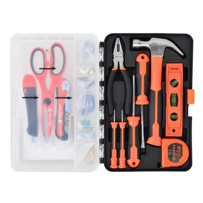 Tactix 14-Piece Drawer Tool Set, Multi-Opener, Snap-Off Knife, Scissors, Pliers, Screwdrivers, Claw Hammer, Tape Measure & More, Essential Hand Tool Kit for Home Repair & Maintenance- 900163