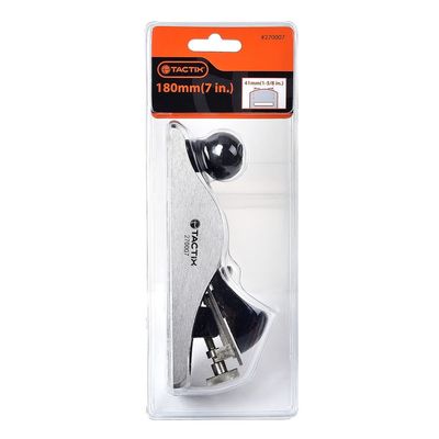 Tactix Block Plane, 180mm (7inch.) Wood Planer, Alloy Steel Blade, Die Cast Iron Body, Adjustable Cutting Depth, Hand Planer for Woodworking, Carpentry, Grey/Black - 270007