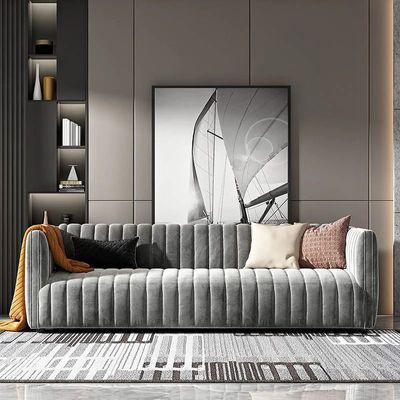 Elegant 3-Seater Gray Sofa - 210