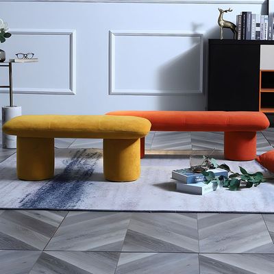 Modern Velvet Sculptural Bench Stylish Accent Seat for Living Room, Entryway 113cm*34cm*33cm Orange