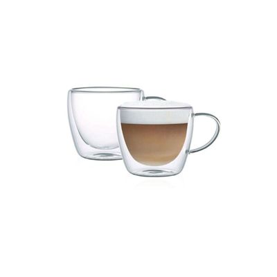 MG Borosilicate Double Wall Glass Mug Set of 2, Coffee Mugs, Latte Mug, Clear Mugs 150 ml, Transparent