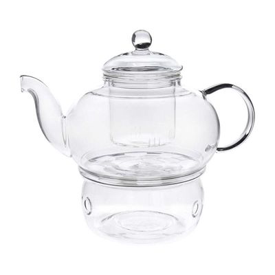 MG 2Pcs Borosilicate Glass Tea Pot Set with Burner – 1000ml Heat-Resistant Kettle
