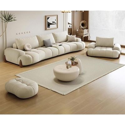 ERICA Living Room 1+2  Seater Puffy Sofa with Ottoman - Off White
