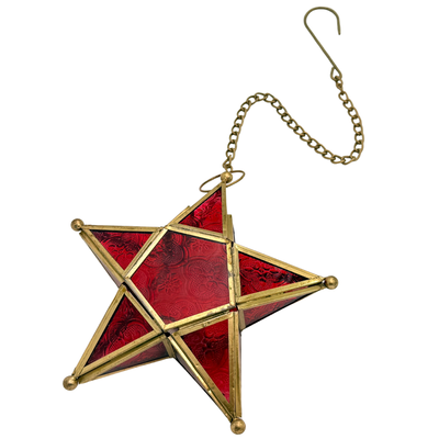 Lantern Set of 3 – Star Metal Lanterns Fanoos Candle Lantern for Eid & Diwali Gift, Majlis Hanging Moroccan Lantern Decoration, Arabic Style Ramadan Decorative Lights 20x20 cm WRB