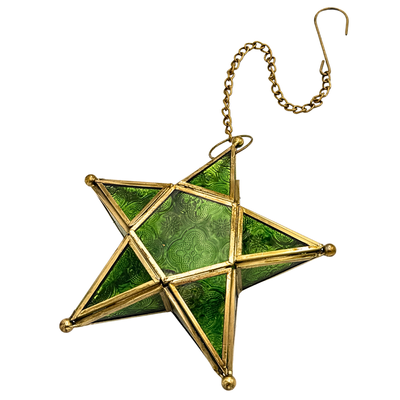 Lantern Set of 3 – Star Metal Lanterns Fanoos Candle Lantern for Eid & Diwali Gift, Majlis Hanging Moroccan Lantern Decoration, Arabic Style Ramadan Decorative Lights 20x20 cm GYP