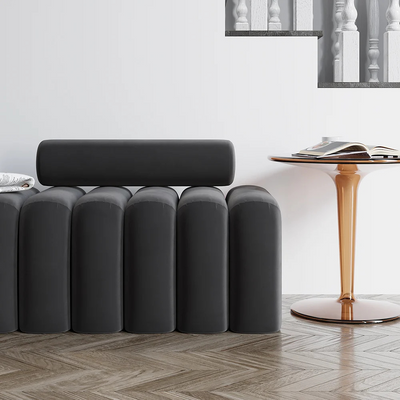 Veylo Modern Line Design Entryway Bench with Round Back Pillow (Grey) L120xW50xH38 - 3 Year Warranty