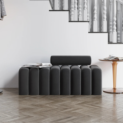 Veylo Modern Line Design Entryway Bench with Round Back Pillow (Grey) L120xW50xH38 - 3 Year Warranty