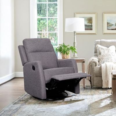 Rotai Diana Single Seater Manual Recliner Chair | Recliner Sofa with Glide & Swivel Base | Plush Cushioning, Durable Fabric & 2 Years Warranty (GREY)