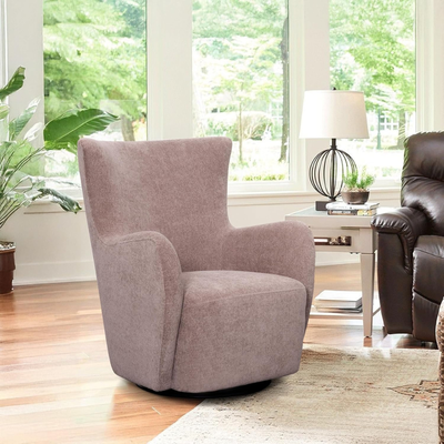 Rotai George Swivel and Glider Chair | 360° Swivel Glider Chair with Cushioned Seat & Armrests, Durable Ash Grey Fabric, Modern Living Room & Nursery Chair (ASH)
