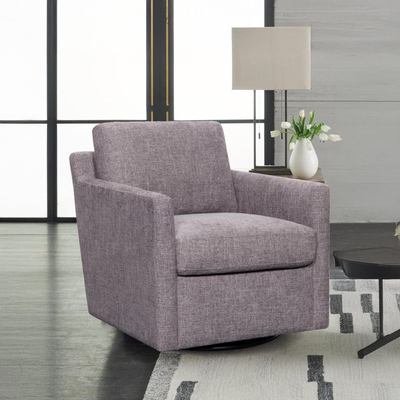 Rotai Harris Swivel Chair | 360° Swivel Accent Chair with Compact Design, Soft Stone Grey Upholstery & Cushioned Seat for Living Room, Bedroom & Lounge (PEWTER)