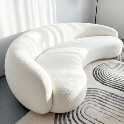 MAPLE HOME Curved Sofa Two-Seater Couch White Fleece Fabric Modern Minimalist Cloud-Like  175x93x68cm - 6 Months Warranty