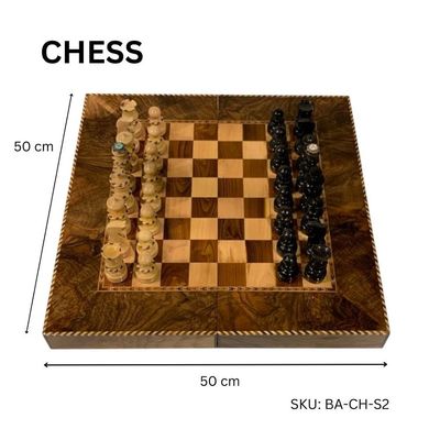 Schondor- Decorative Chess-Backgammon- Luxury Set-model ,BA-CH-S2-size,L50xW50xH5