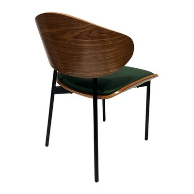 Maple Home Mid-Century Modern Dining Chair Faux Leather Accent Chair with Walnut Finish & Metal Frame for Dining Kitchen Living Room(Green)