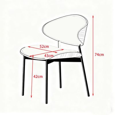 Maple Home Mid-Century Modern Dining Chair Faux Leather Accent Chair with Walnut Finish & Metal Frame for Dining Kitchen Living Room(Kakki)