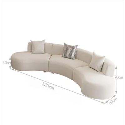 Modern 4-Seater Curved Rounded Shape Living Room Sofa - Off White - 320 cm 