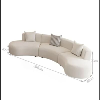 Modern 5-Seater Curved Rounded Shape Living Room Sofa - Off White - 360 cm 
