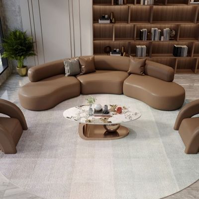 Modern 4-Seater Curved Rounded Shape Living Room Sofa - Brown - 320 cm 