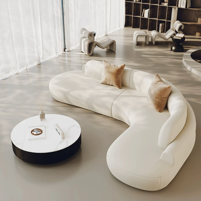 Modern 3-Seater  High-End L-Shaped Corner Sofa Curved Edges - Off White - 170