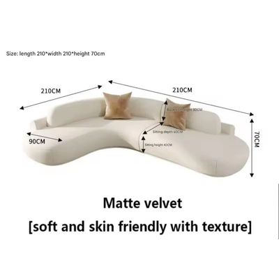 Modern 4-Seater  High-End L-Shaped Corner Sofa Curved Edges - Off White - 210