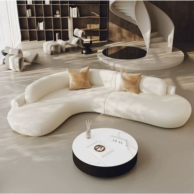 Modern 4-Seater  High-End L-Shaped Corner Sofa Curved Edges - Off White - 210