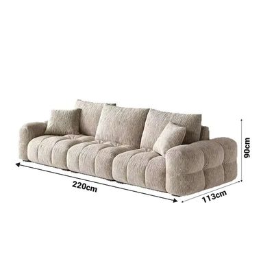 Cozy Puffy 3-Seater Living Room Sofa Couch - Gray -220