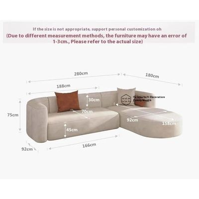 Modern 3-Seater L-Shaped Couch - Living room Sectional Sofa - Off white - 280 - Left Side