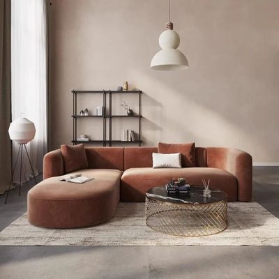 Modern 3-Seater L-Shaped Couch - Living room Sectional Sofa - Brown - 280 - Left Side 